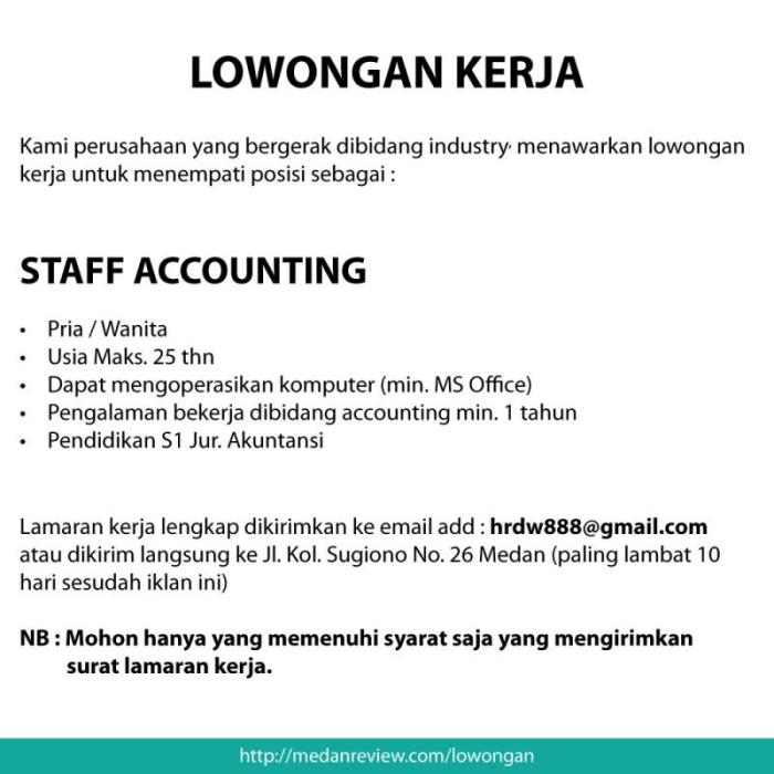 Accounting lowongan staff permata lestari medanreview