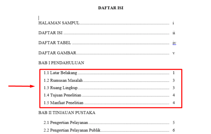 Penulisan bab dan subbab