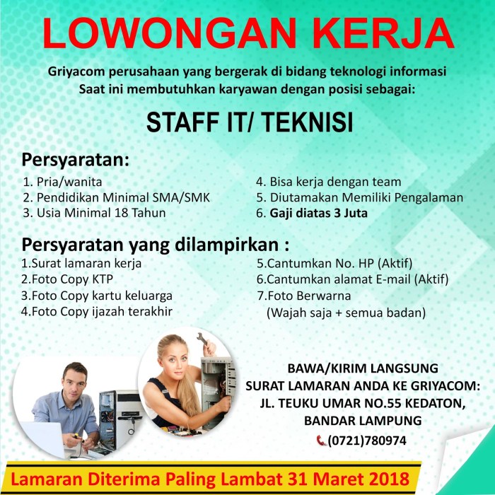 Contoh iklan lowongan pekerjaan