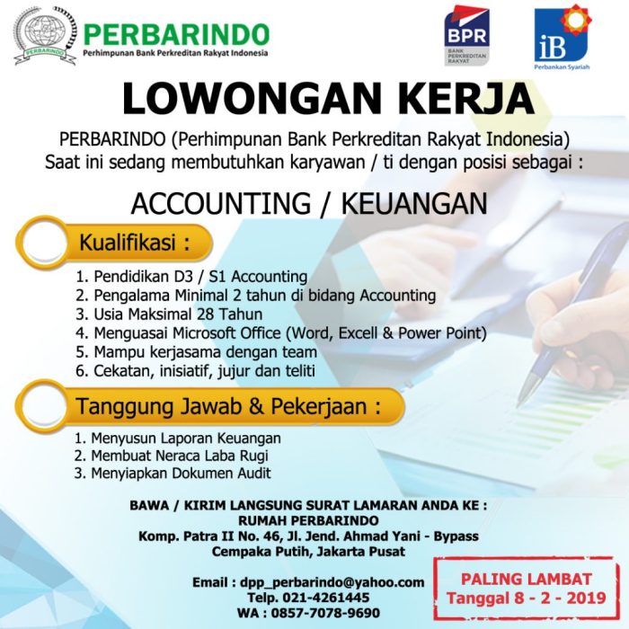Contoh lowongan pekerjaan staff accounting