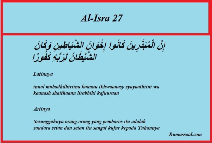 Implementasi dalam kehidupan qs al isra ayat26 27