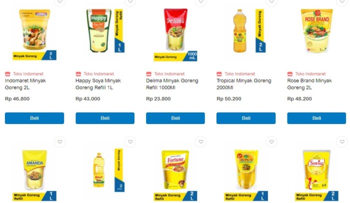 Daftar harga 7 merek minyak goreng terlaris di indonesia
