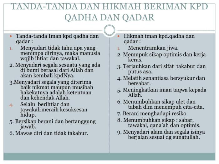 Perilaku yang mencerminkan keimanan qadha qadar