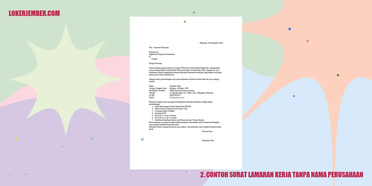 Gambar Surat Lamaran Kerja