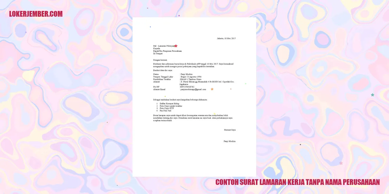 Contoh Surat Lamaran Kerja