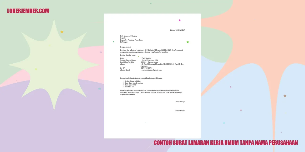 Contoh Surat Lamaran Kerja