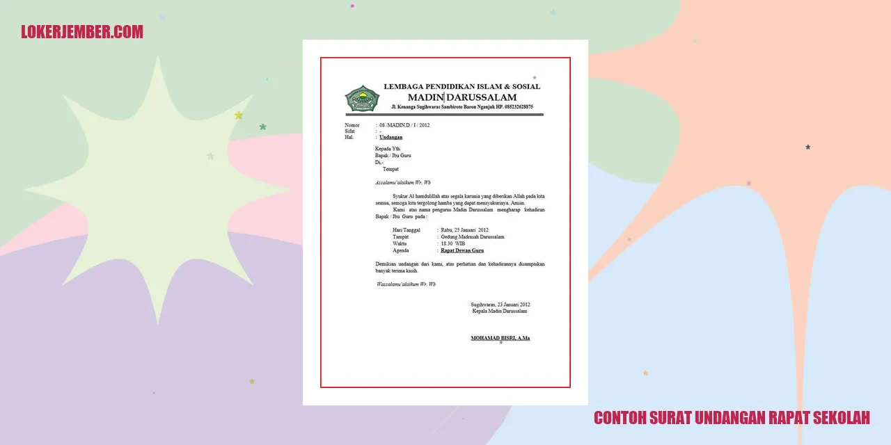 Contoh Surat Undangan Rapat Sekolah