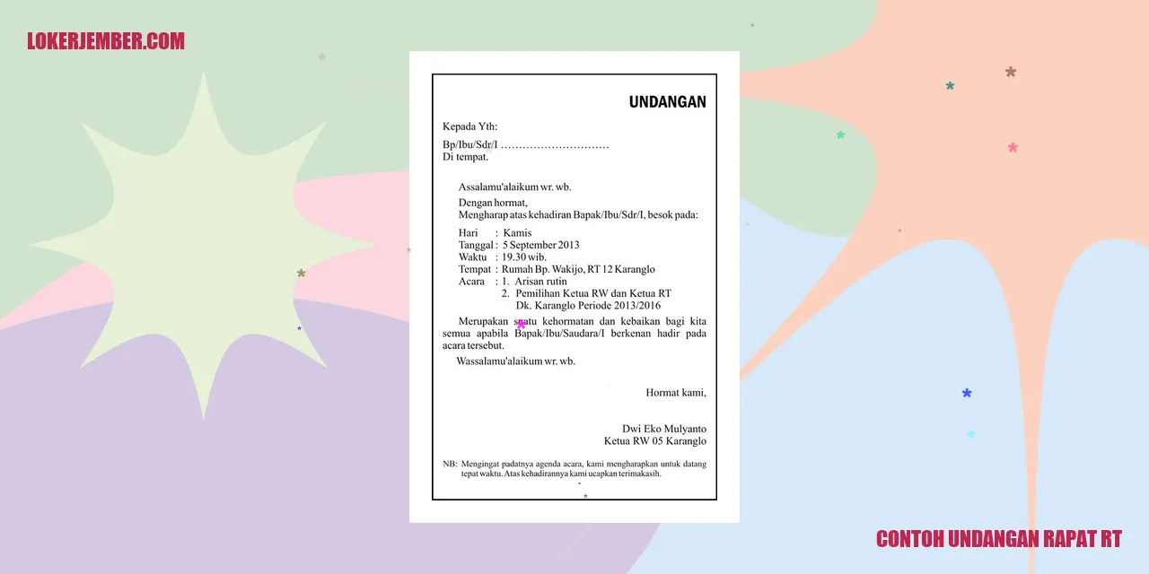 Contoh Undangan Rapat RT