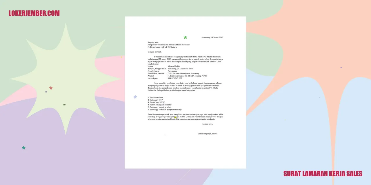 Gambar Surat Lamaran Kerja Sales